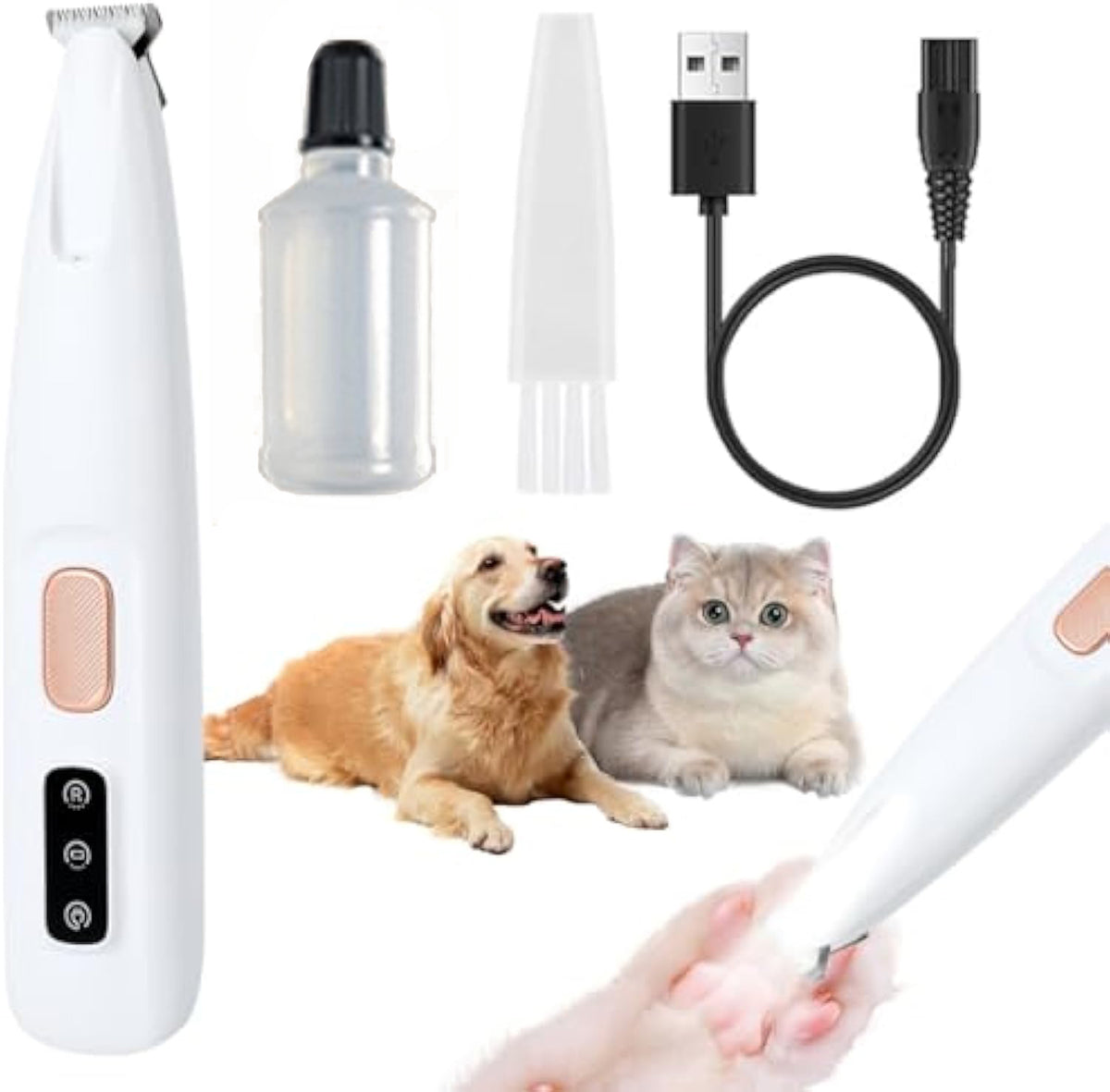 Aparador de Patas Recarregável com Luz LED para Cão e Gato – Casa do Patudo