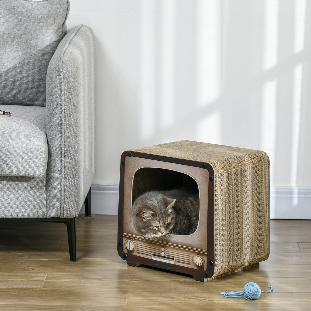 Casinha Arranhador em Cartão Televisão Retro para Gato – Casa do Patudo