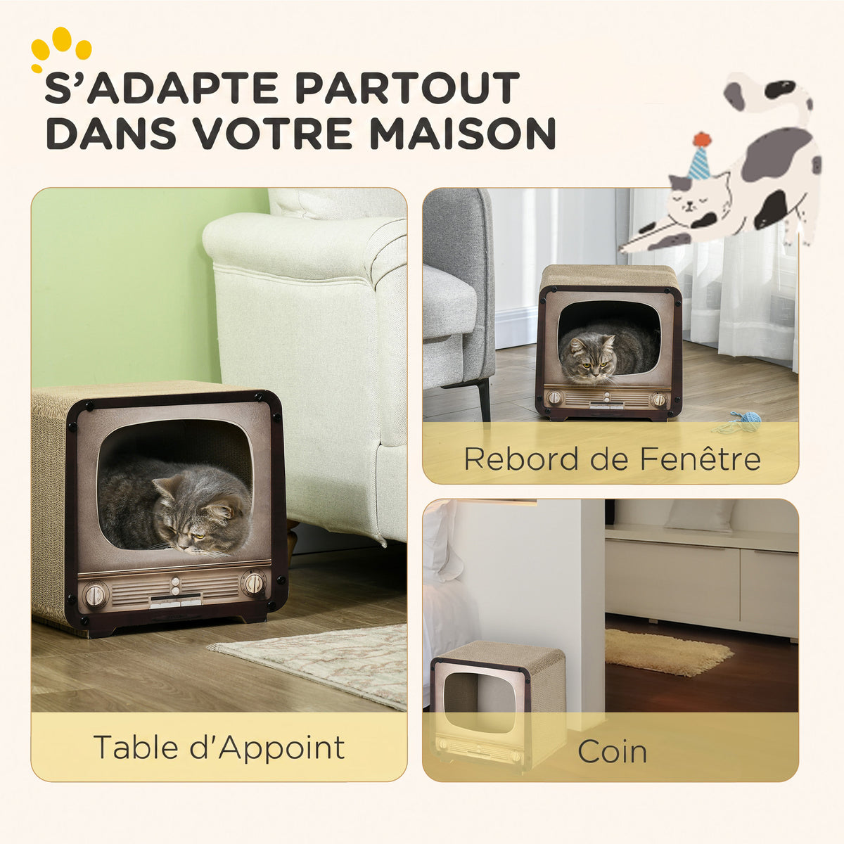 Casinha Arranhador em Cartão Televisão Retro para Gato – Casa do Patudo