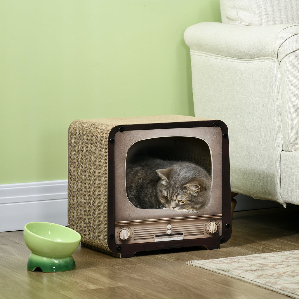 Casinha Arranhador em Cartão Televisão Retro para Gato – Casa do Patudo