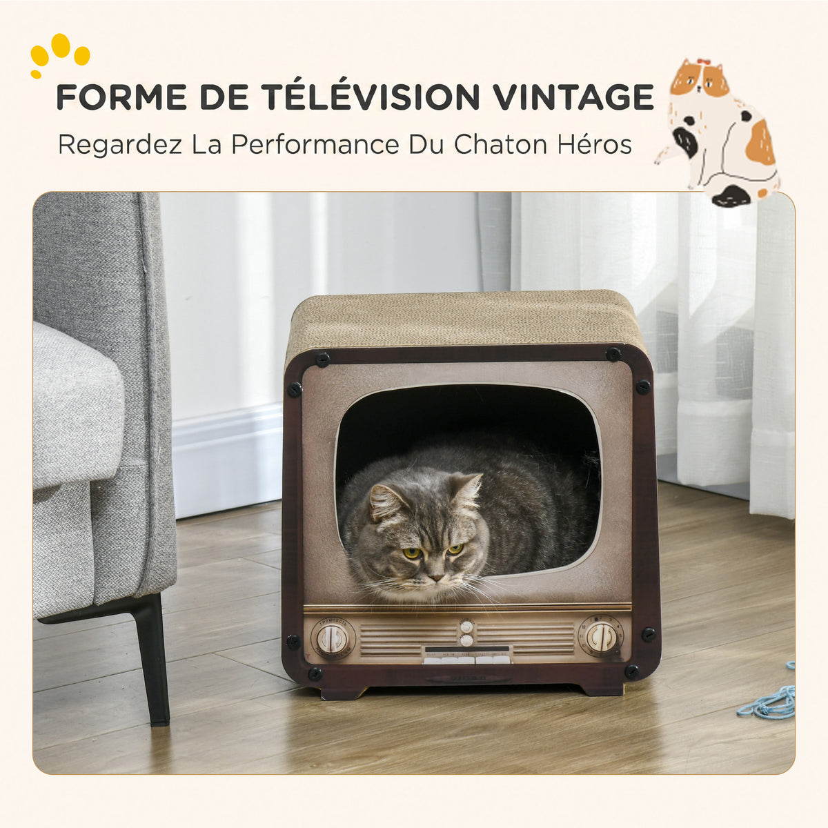 Casinha Arranhador em Cartão Televisão Retro para Gato – Casa do Patudo