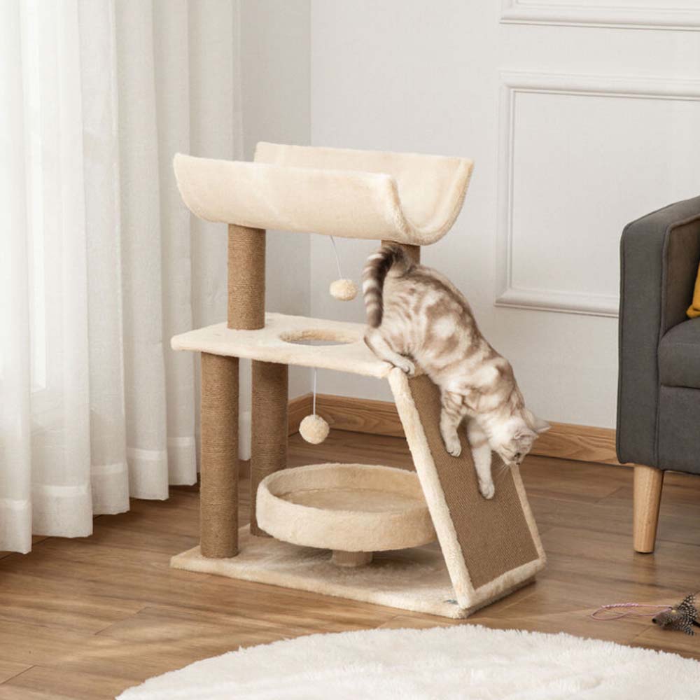Arranhador Torre para Gato com Cesto, Bege – Casa do Patudo
