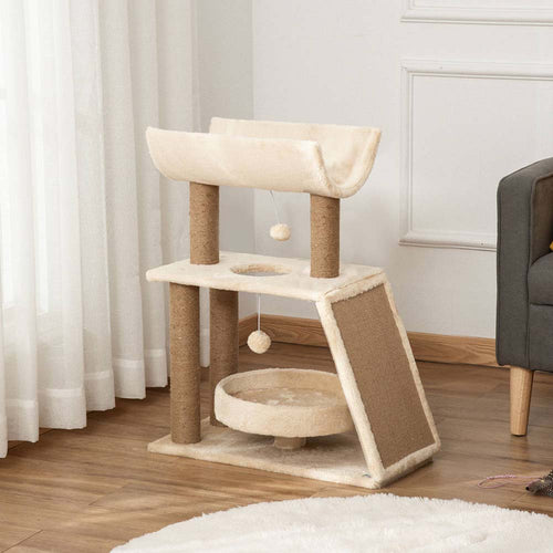 Arranhador Torre para Gato com Cesto, Bege – Casa do Patudo