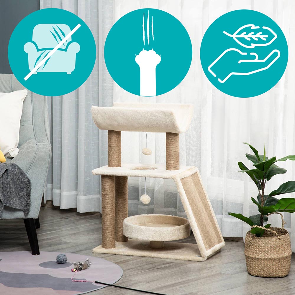 Arranhador Torre para Gato com Cesto, Bege – Casa do Patudo