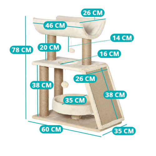 Arranhador Torre para Gato com Cesto, Bege – Casa do Patudo